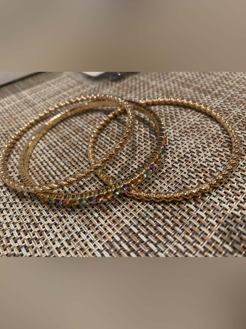 Gold-Tone Twisted and Multistone Accent Bangle Set - Women Jewelry